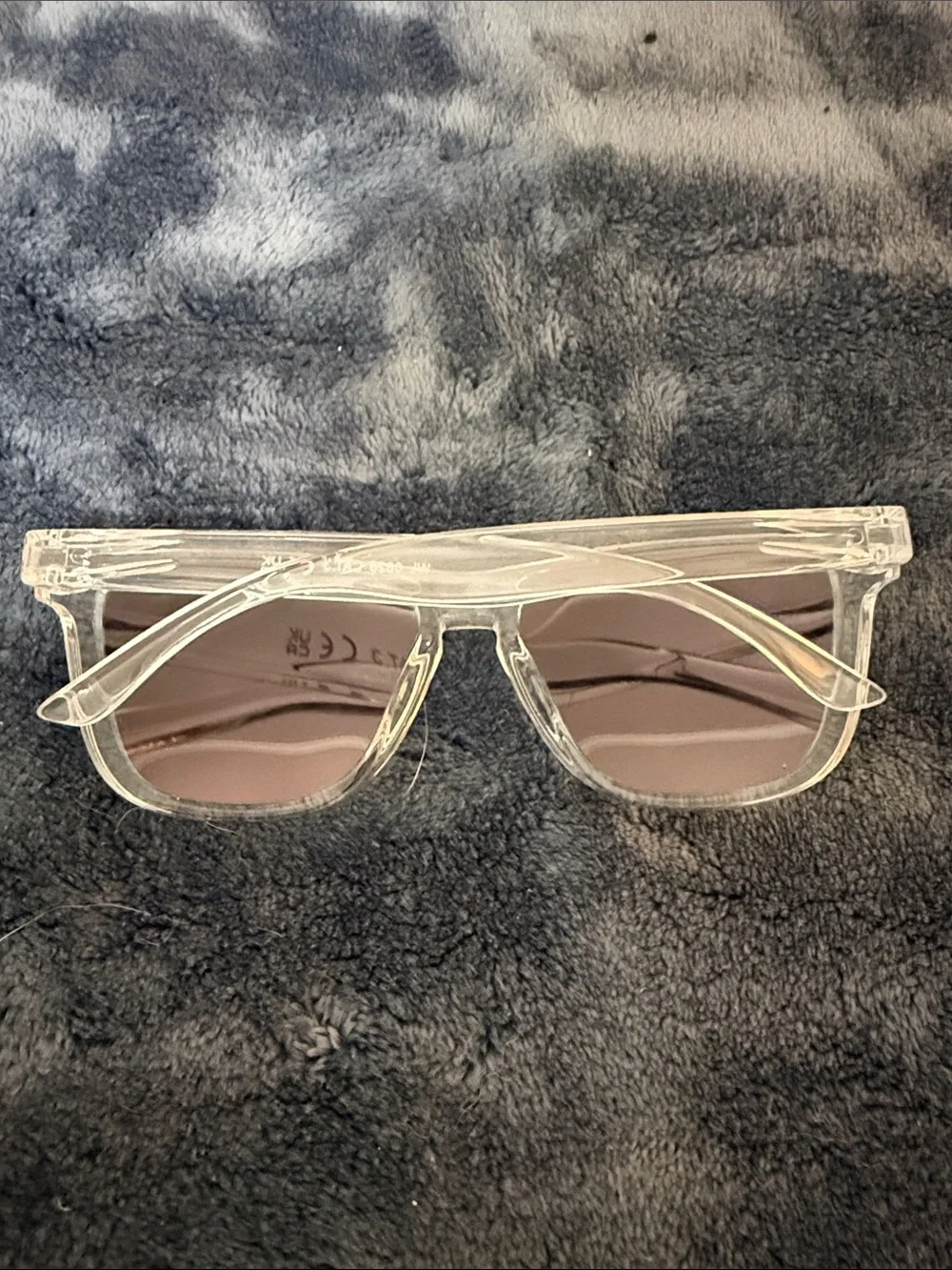 Clear Frame Sunglasses with Pink Mirrored Lenses